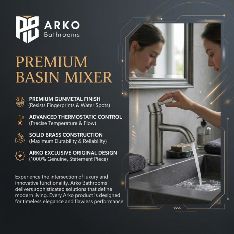 Arlo Round Basin Mixer Tap Gunmetal