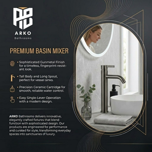 Arlo Round Tall Basin Mixer Tap Gunmetal