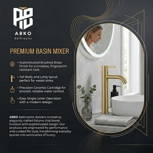 Arlo Round Tall Basin Mixer Tap Brass