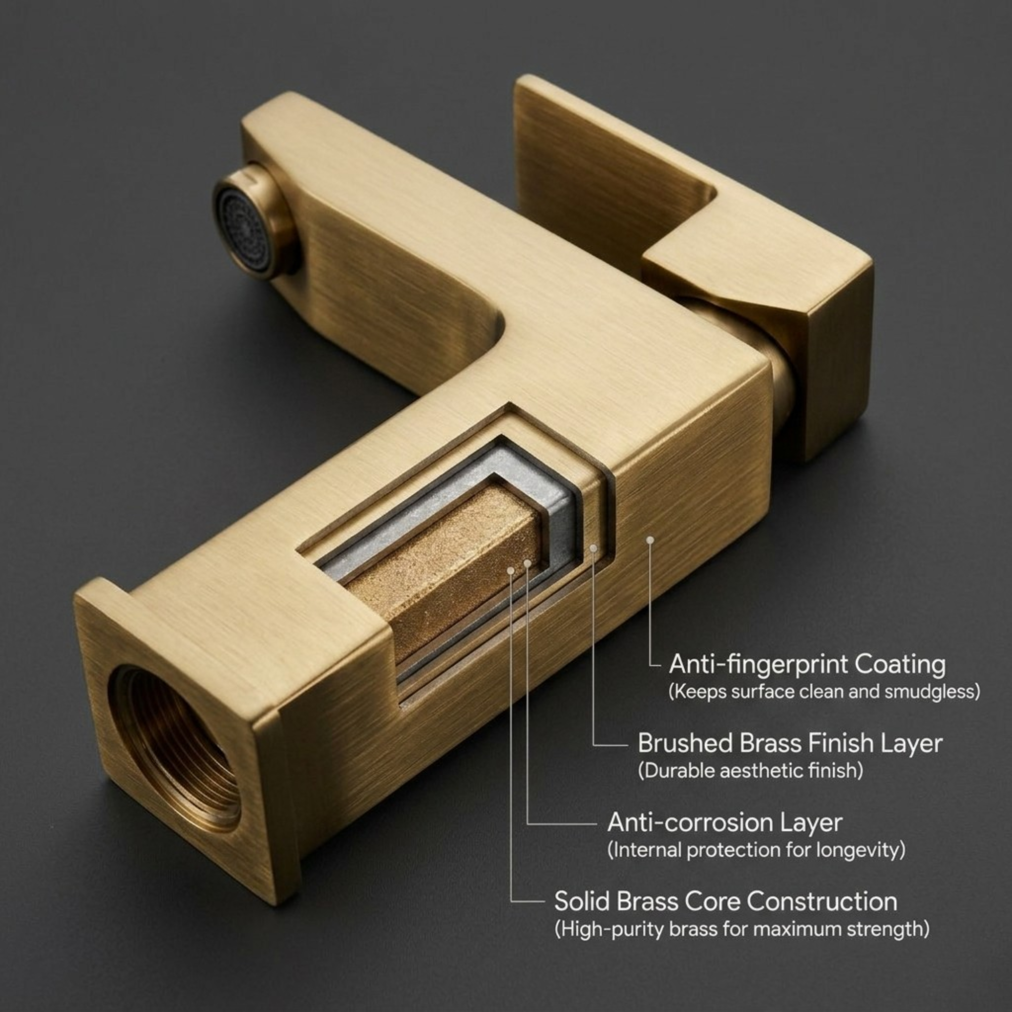 Verda Basin Mixer Tap Brushed Brass