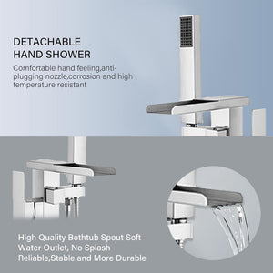 Floor-Mounted Freestanding Bath Shower Mixer – Chrome