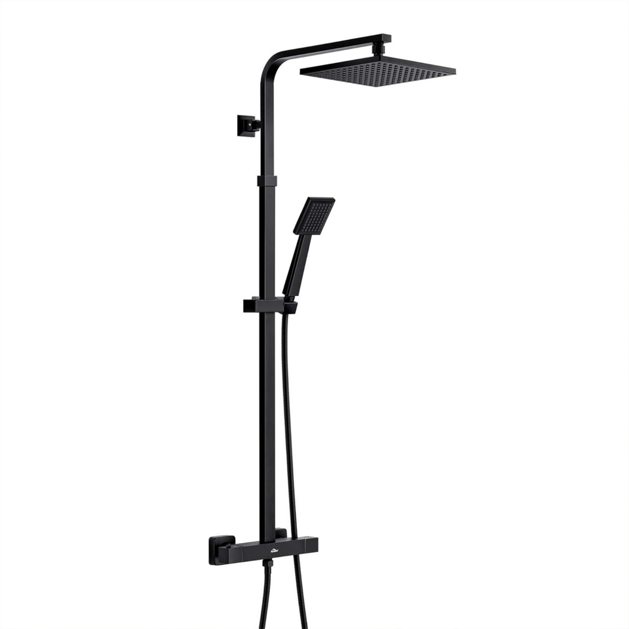 Arko Modern Square Thermostatic Shower – Matt Black