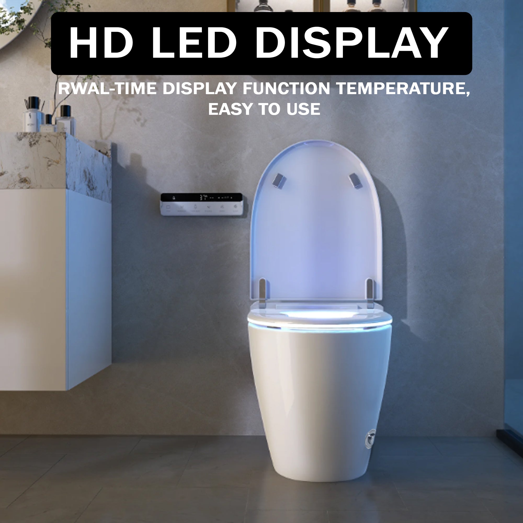 Smart Bidet Toilet with Self-Cleaning Spray – Soft Close, 430x390x370mm, White