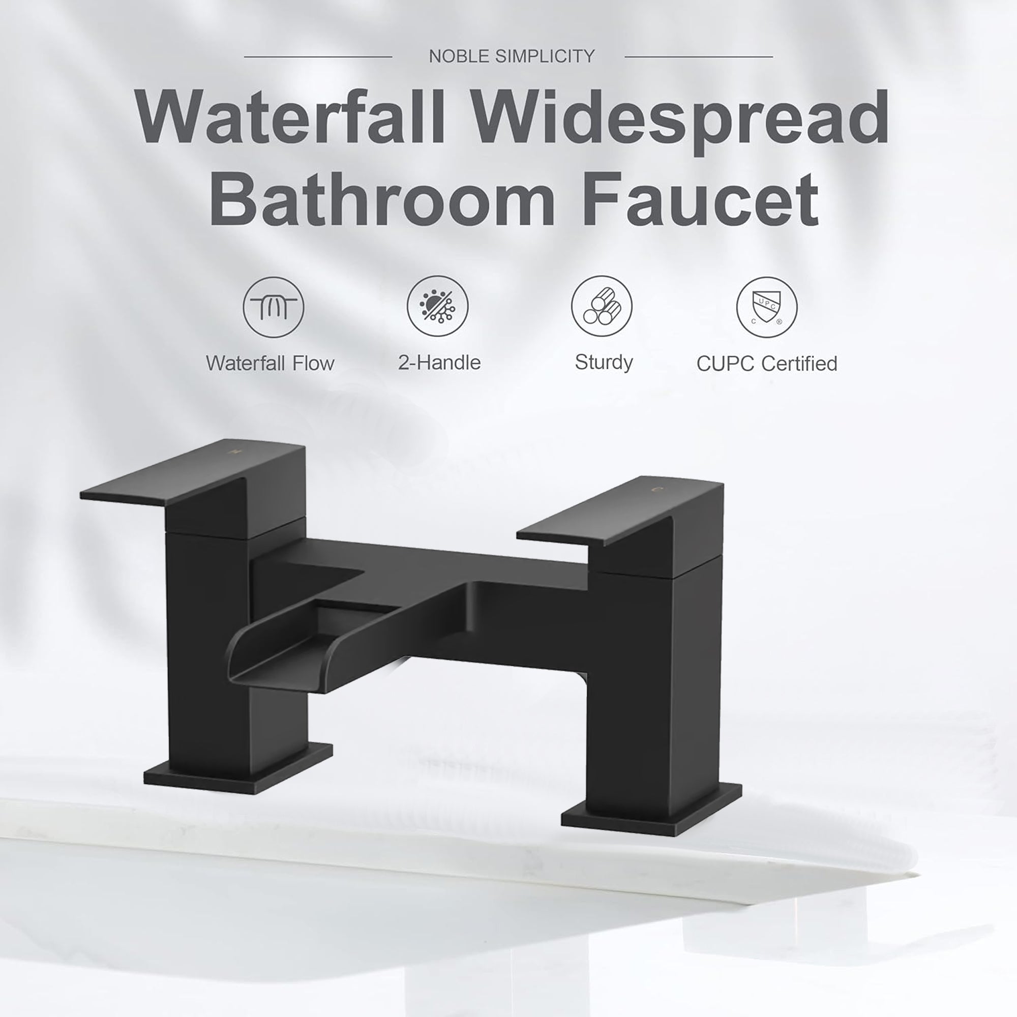 Waterfall Modern Bath Filler Taps- Black