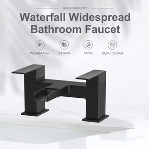 Waterfall Modern Bath Filler Taps- Black