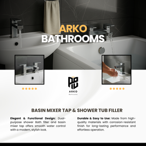 ARKO Verda Brass Bath & Basin Mixer Tap Set – Chrome