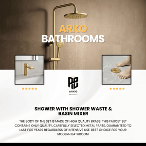 Arko Bathroom Capri Mixer Shower & Basin Mixer Tap Sets with Bath Shower Waste – Brass