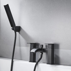 Vista Modern Black Bath Shower Mixer with Shower Kit – Matte Black
