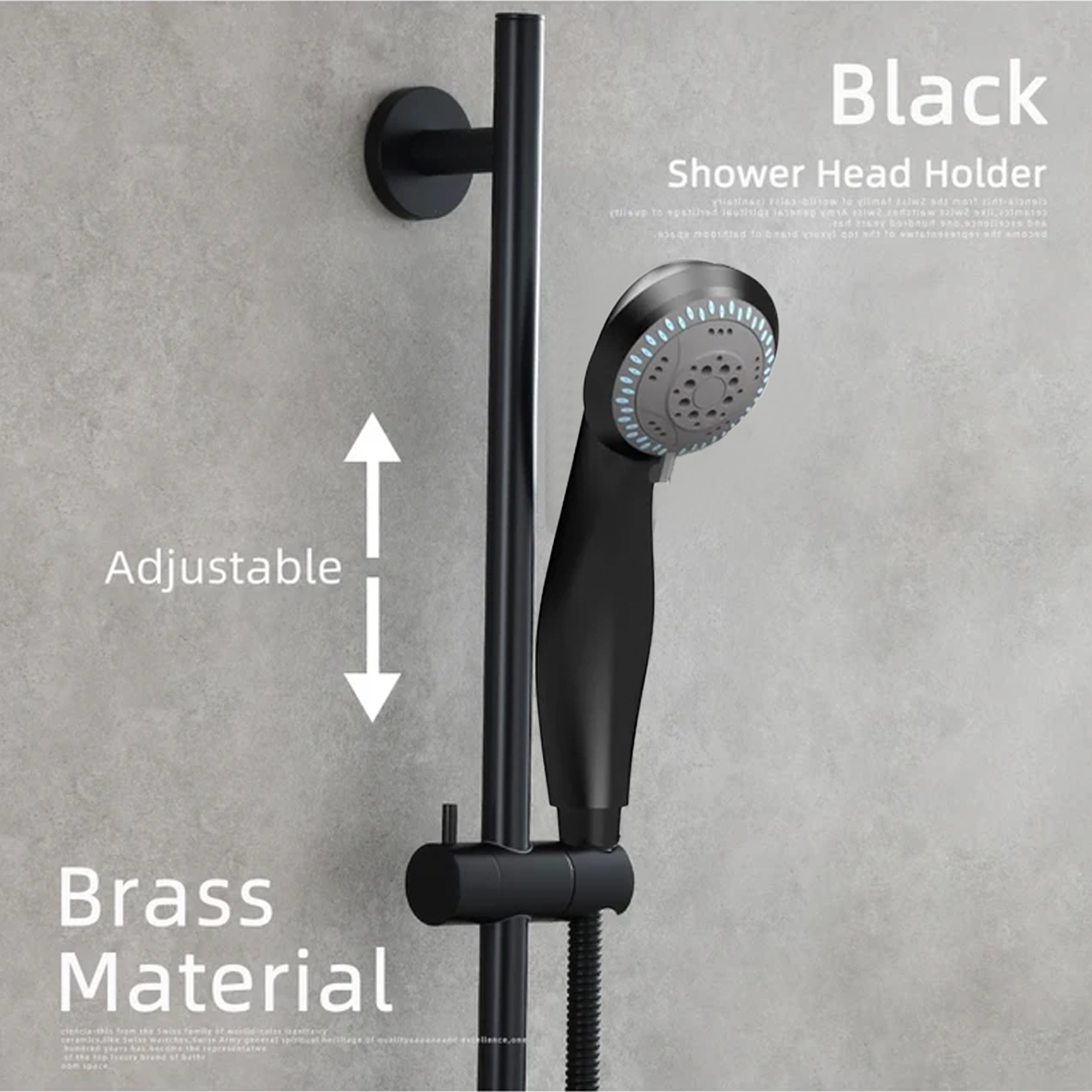 Arko Thermostatic Shower Mixer with Adjustable Riser Kit Exposed Round Shower – Black