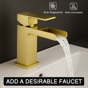 ARKO Waterfall Bath & Basin Mixer Tap Set – Brass Finish