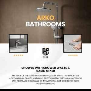 Arko Bathroom Capri Mixer Shower & Basin Mixer Tap Sets with Bath Shower Waste – Chrome