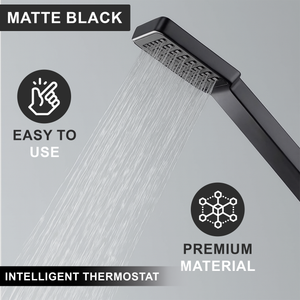Arko Thermostatic Shower Mixer with Adjustable Riser Kit Exposed Square Shower –Black