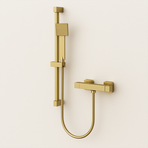 Arko Thermostatic Shower Mixer with Adjustable Riser Kit Exposed Square Shower – Brass