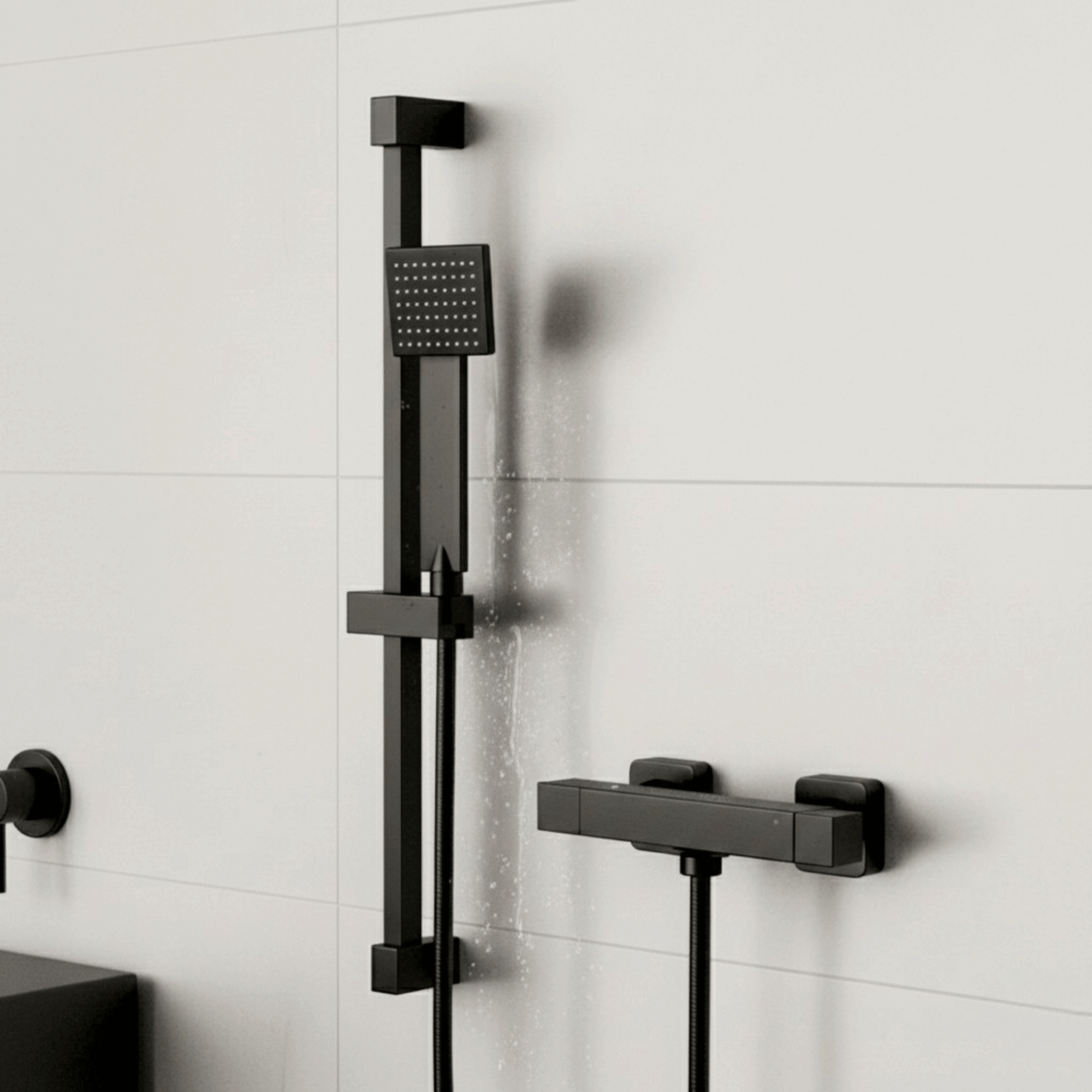 ARKO Verda Basin Mixer Tap, Bath Filler & Handheld Shower Set with Bath Waste – Black