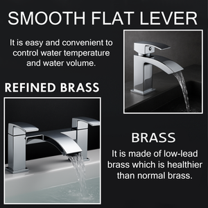 ARKO Vista Basin Mixer Tap, Bath Filler & Handheld Shower Set with Bath Waste – Chrome