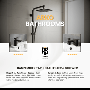 ARKO Verda Bath Filler & Mixer Shower Set – Black