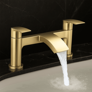 ARKO Capri Basin Mixer Tap, Bath Filler & Thermostatic Mixer Shower Set with Bath Waste – Brass