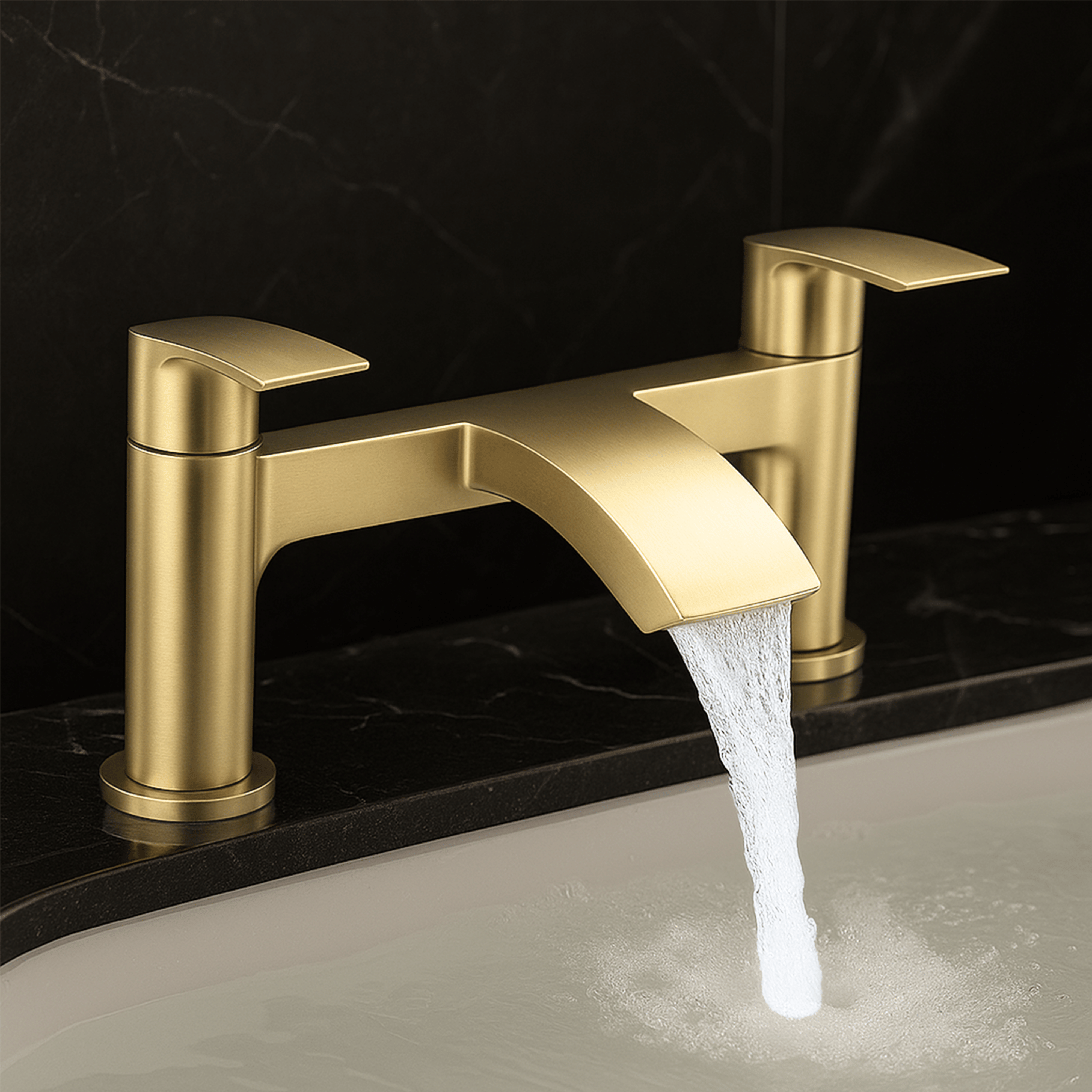 ARKO Capri Basin Mixer Tap, Bath Filler & Thermostatic Mixer Shower Set with Bath Waste – Brass