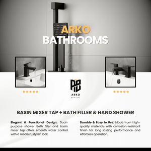 ARKO Verda Bath Filler & Hand Shower Set – Black