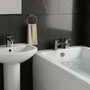 Arko Verda Bath and Basin Mixer Tap with Bath Waste Set - Chrome