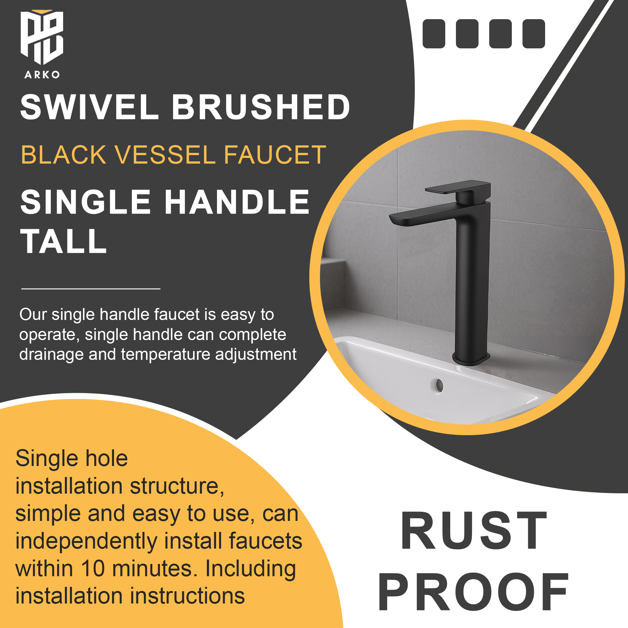 Capri Black Tall Basin Mixer Tap – Contemporary Design