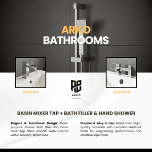 ARKO Waterfall Bath Filler & Hand Shower Set – Chrome