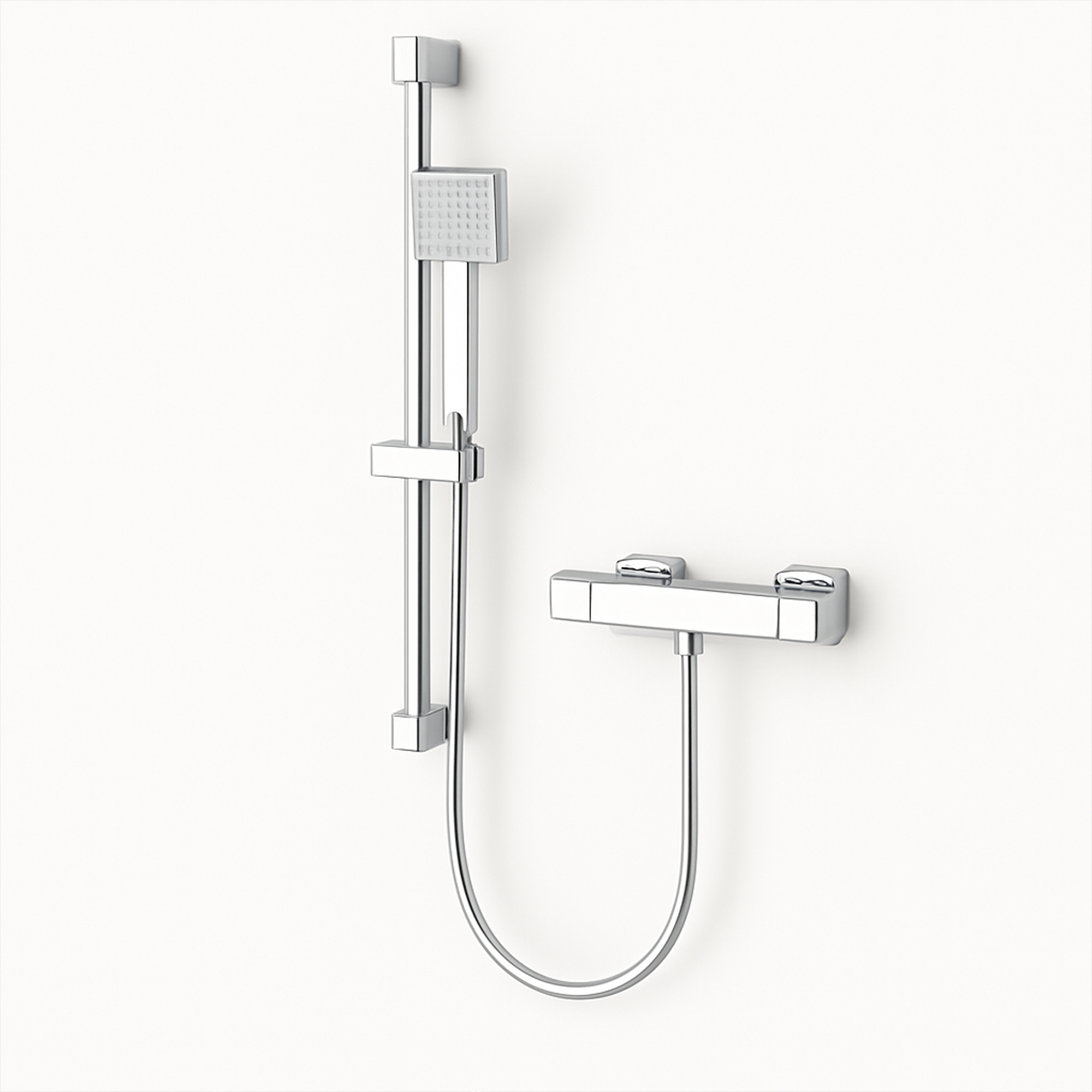Arko Thermostatic Shower Mixer with Adjustable Riser Kit Exposed Square Shower – Chrome