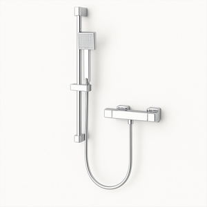 Arko Thermostatic Shower Mixer with Adjustable Riser Kit Exposed Square Shower – Chrome