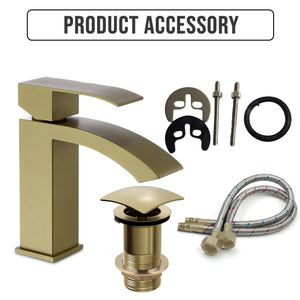 Vista Brass Square Basin Mixer Tap Brass