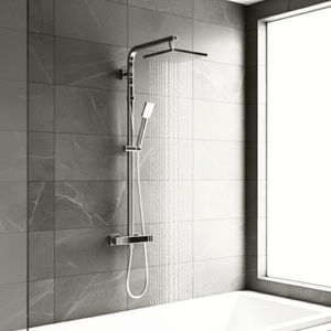 ARKO Waterfall Basin Mixer Tap, Bath Filler & Thermostatic Mixer Shower Set with Bath Waste – Chrome
