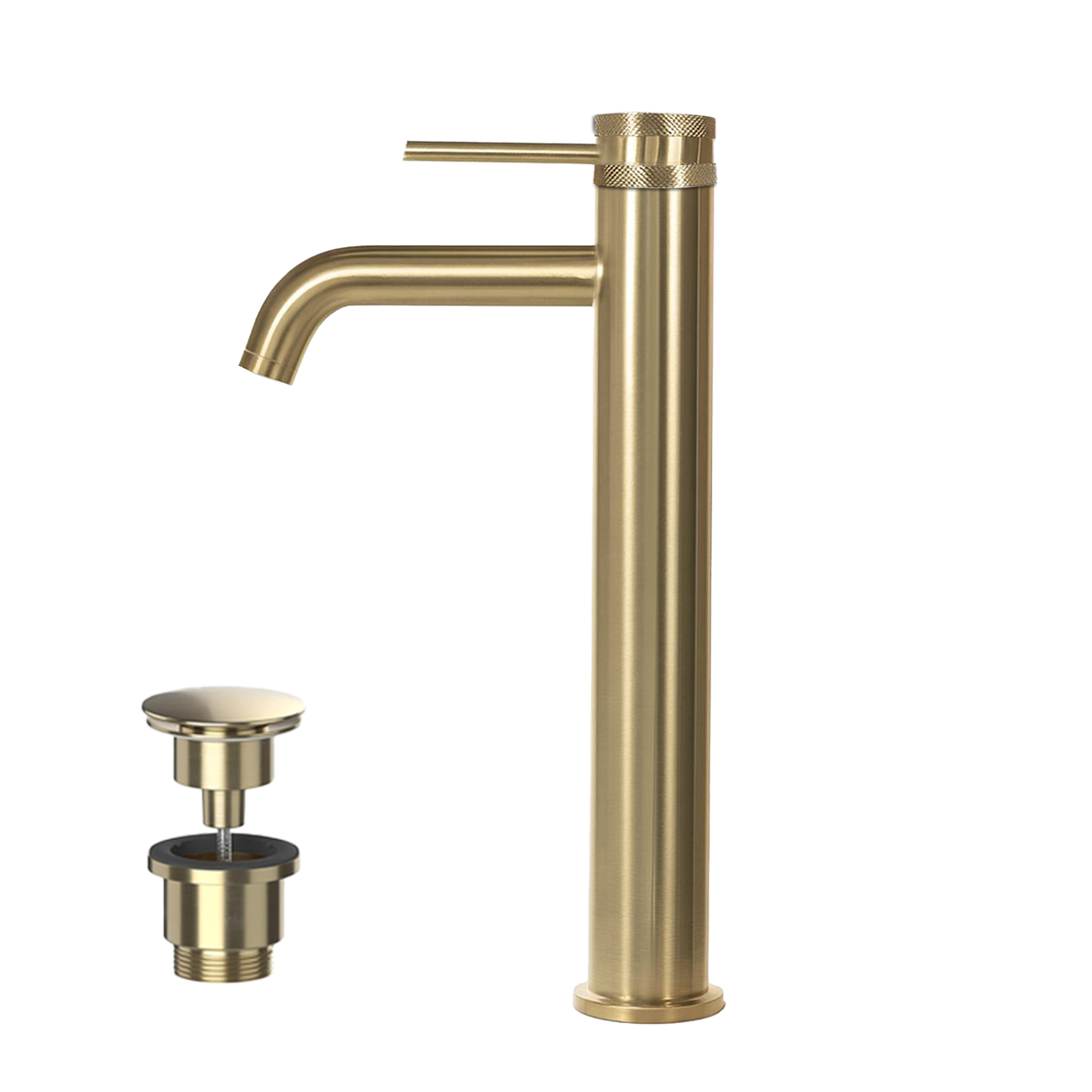 Round Tall Basin Mixer Tap Gold Finish – Solid Brass