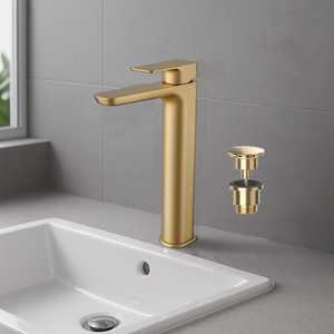 Capri Tall Basin Mixer Tap – Brushed Brass Finish