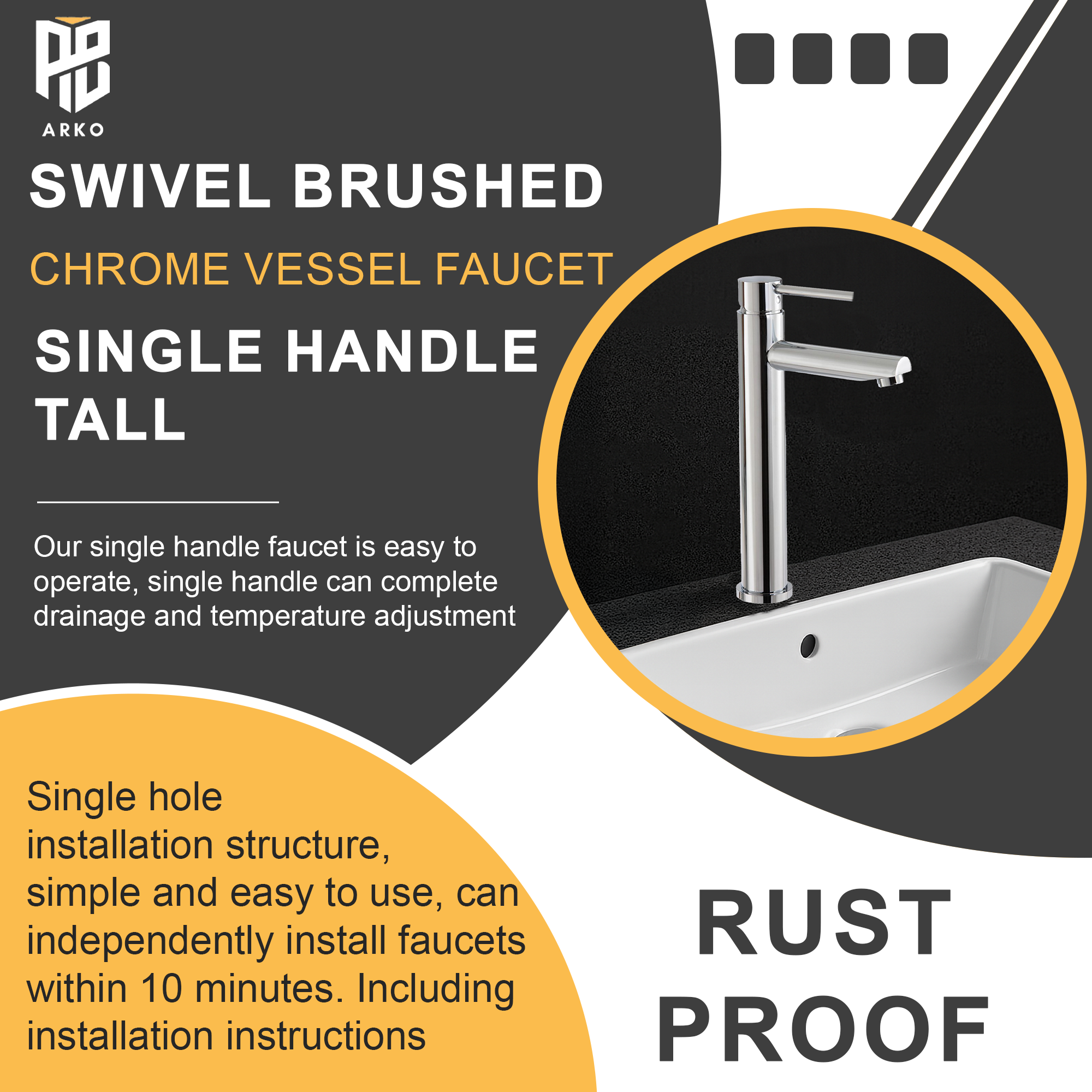 Premium Tall Chrome Basin Mixer Tap – Sleek Round Design