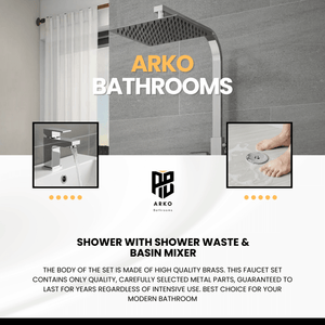 Arko Bathroom Verda Mixer Shower & Basin Mixer Tap Sets with Bath Shower Waste – Chrome