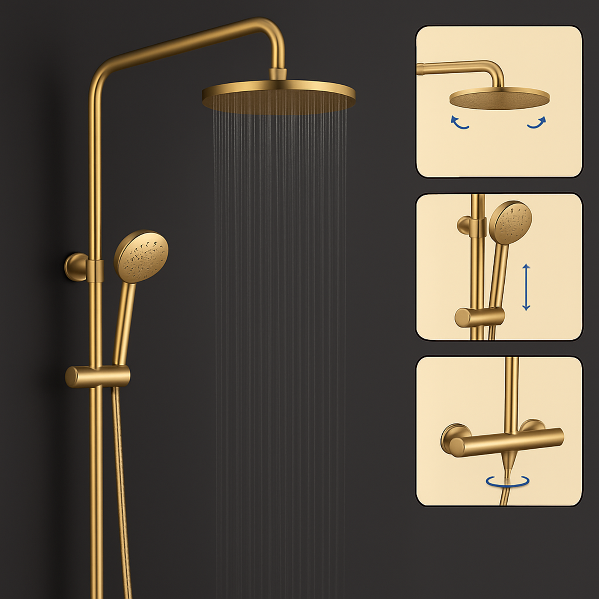 ARKO Capri Bath Filler & Mixer Shower Set - Brass