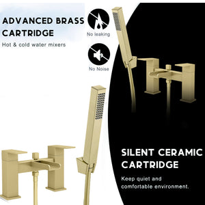 Waterfall Bath Shower Mixer with Shower Kit – Brushed Brass