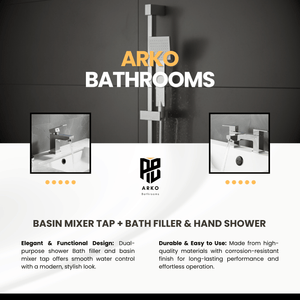 ARKO Verda Bath Filler & Hand Shower Set – Chrome