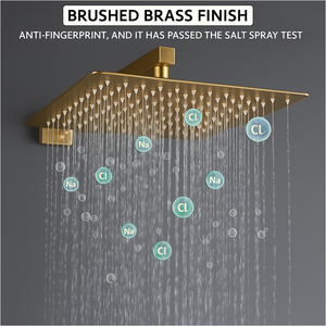 ARKO Square Concealed Thermostatic Shower Mixer 2 Dial Twin Head with Valve, Handset & Shower Waste – Brass