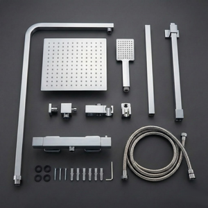 Arko Modern Square Thermostatic Shower – Chrome