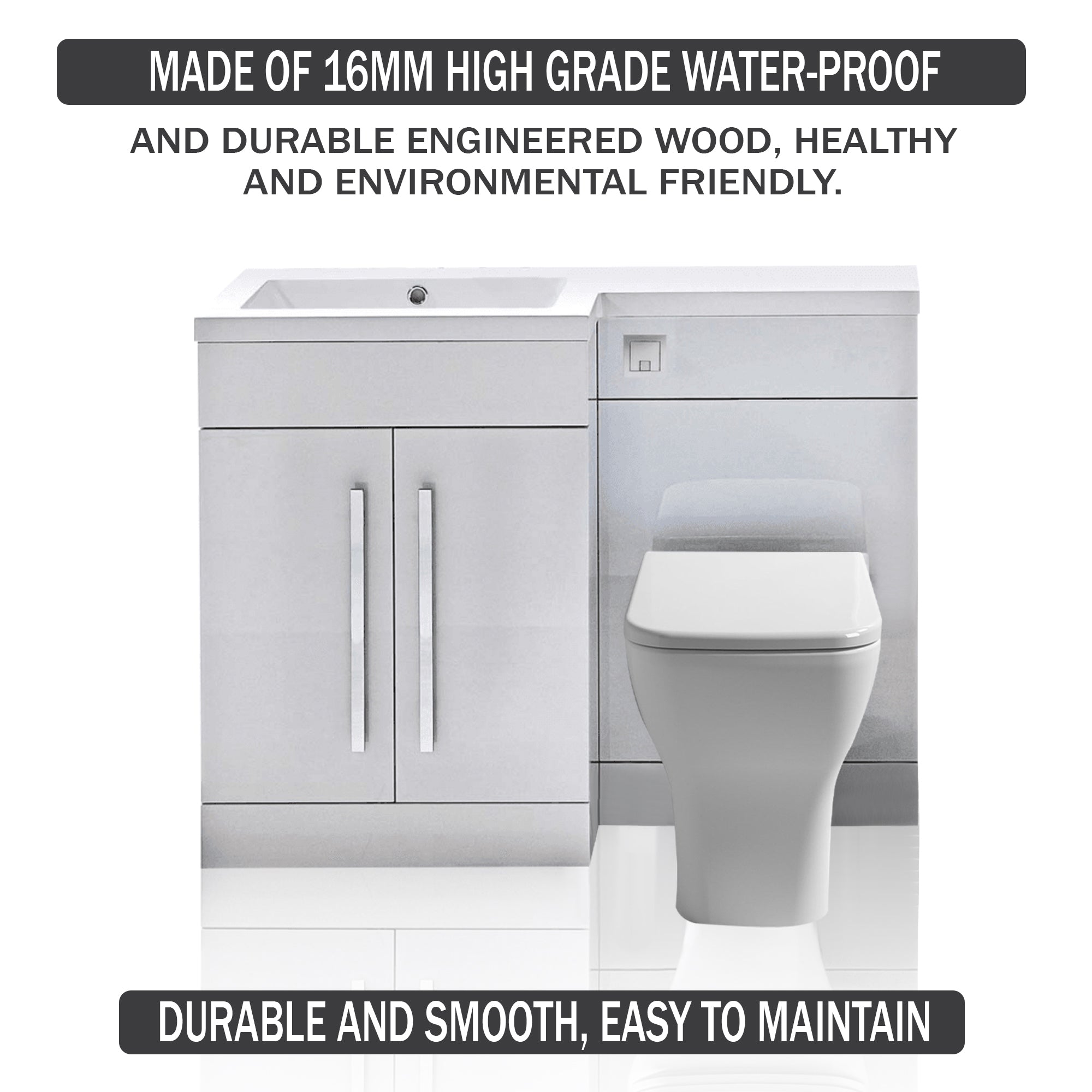 Arko Tana 1100mm Bathroom Vanity Unit Set Basin Sink Toilet WC Right Hand Furniture Storage - White