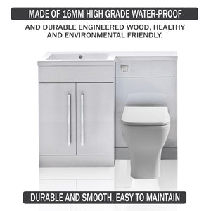 Arko Tana 1100mm Bathroom Vanity Unit Set Basin Sink Toilet WC Right Hand Furniture Storage - White