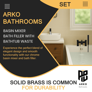 Arko Vista Basin Mixer Tap & Bath Shower Set with Bath Waste – Black
