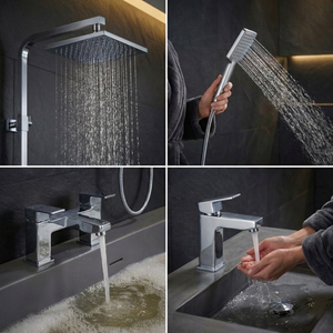 ARKO Verda Basin Mixer Tap, Bath Filler & Thermostatic Mixer Shower Set with Bath Waste – Chrome