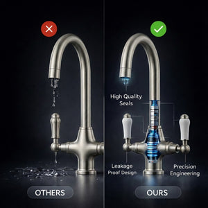 Arko Harrogate Twin Lever Kitchen Sink Mixer Tap Swivel Spout - Brushed Nickel
