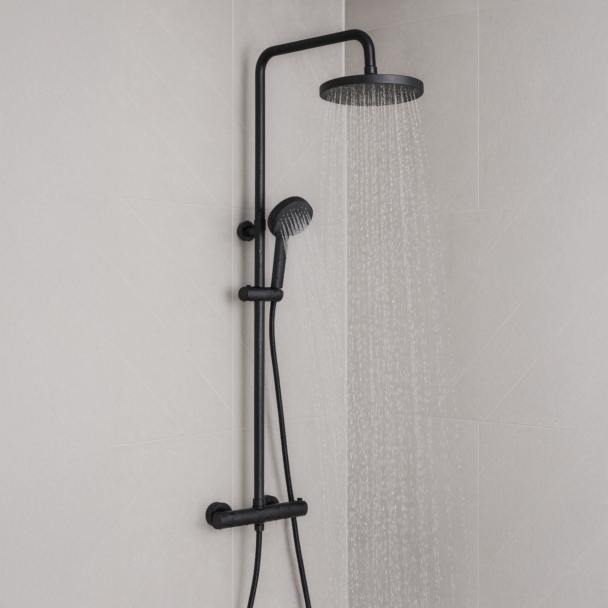 ARKO Capri Basin Mixer Tap, Bath Filler & Thermostatic Mixer Shower Set with Bath Waste – Black