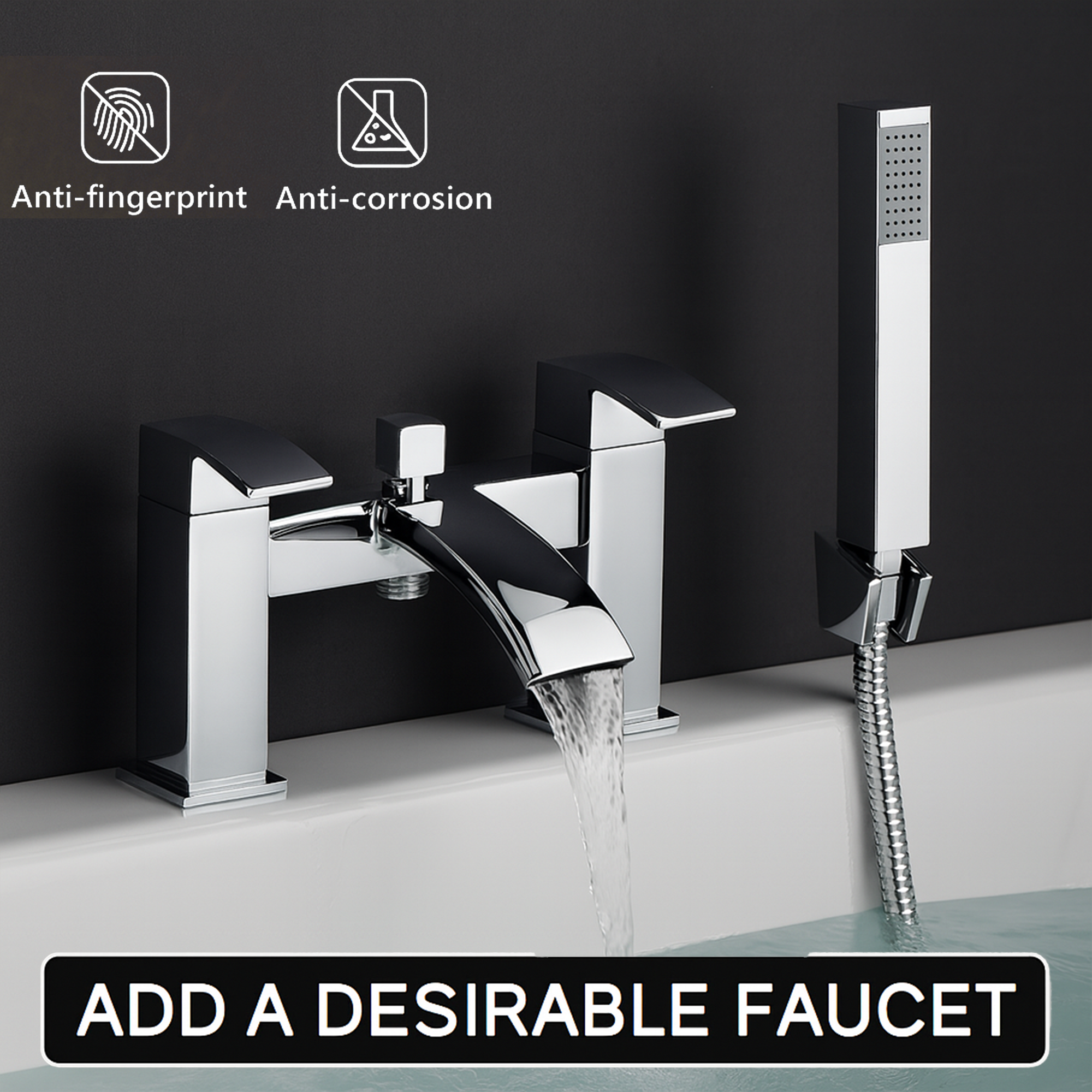 Arko Vista Basin Mixer Tap & Bath Shower Set with Bath Waste – Chrome