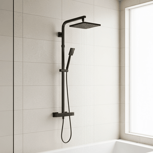 ARKO Verda Basin Mixer Tap, Bath Filler & Thermostatic Mixer Shower Set with Bath Waste – Black