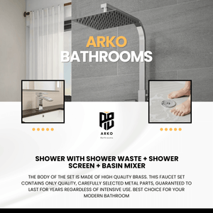 Arko Bathroom Vista Mixer Shower & Basin Mixer Tap Sets with Bath Shower Waste – Chrome