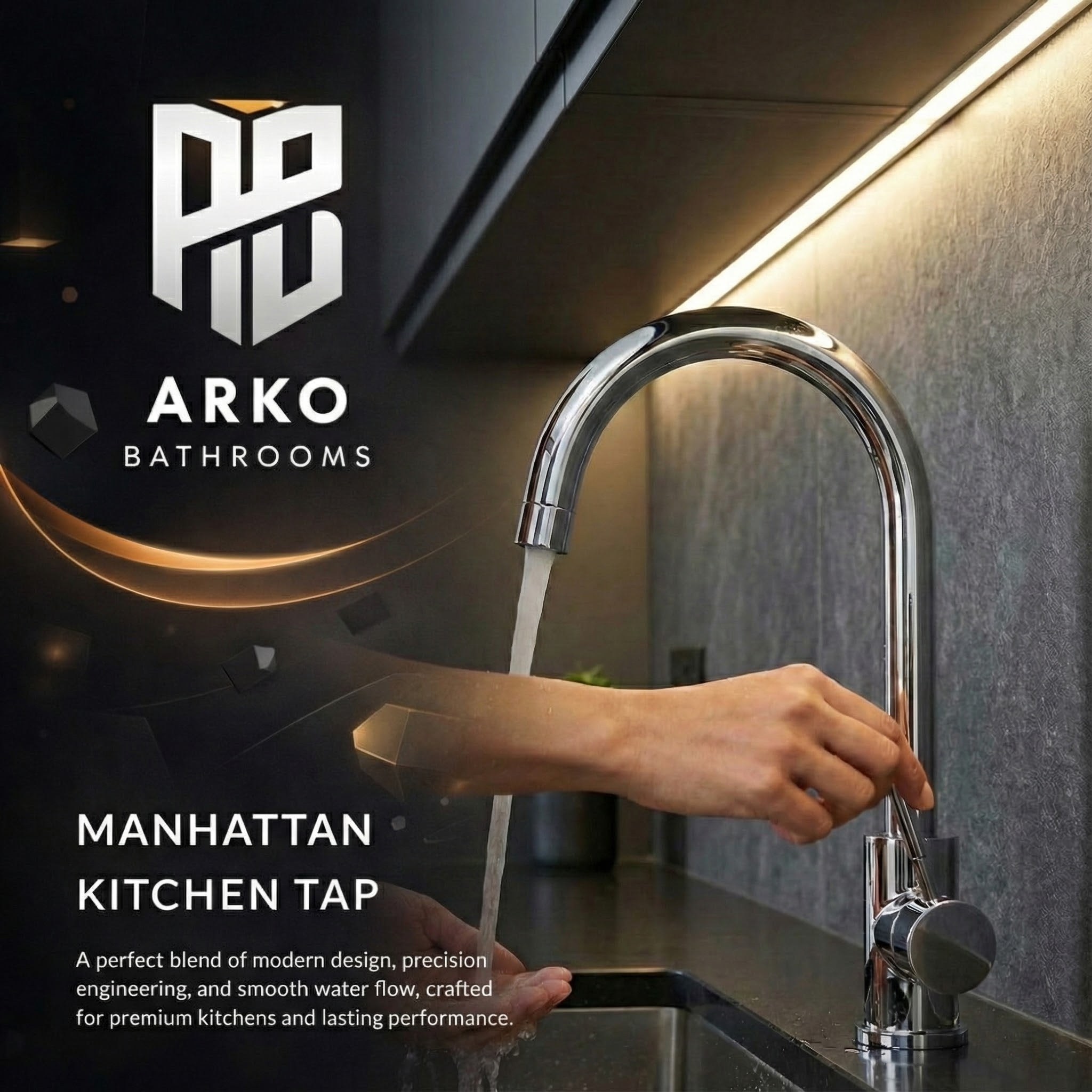 Arko Manhattan Single Lever Kitchen Sink Mixer Tap Swivel Spout - Chrome