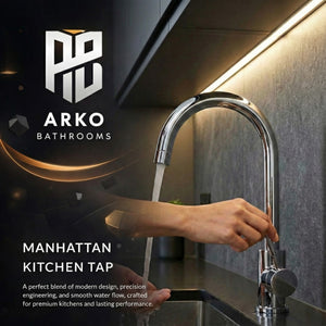 Arko Manhattan Single Lever Kitchen Sink Mixer Tap Swivel Spout - Chrome
